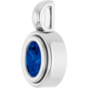 14K White Gold Lab-Grown Blue Sapphire Charm/Pendant – image 2