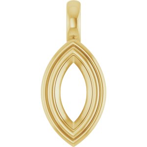10K Yellow Gold 9x4.5 mm Marquise Charm/Pendant Mounting – image 2