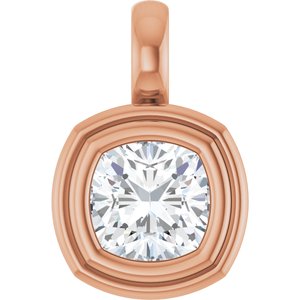 10K Rose Gold 6x6 mm Cushion Charm/Pendant Mounting
