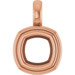 14K Rose Gold 6x6 mm Cushion Charm/Pendant Mounting – image 2
