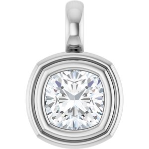 18K X1 White Gold 6x6 mm Cushion Charm/Pendant Mounting