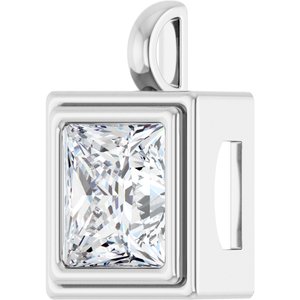 14K White Gold 10x10 mm Square Charm/Pendant Mounting – image 3