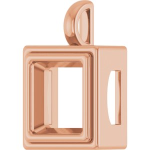 18K Rose Gold 10x10 mm Square Charm/Pendant Mounting – image 4