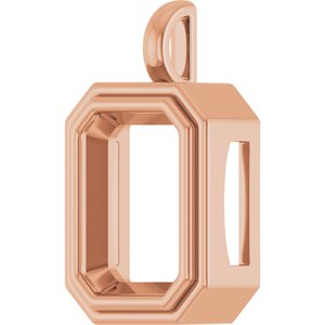 18K Rose Gold 16x12 mm Emerald Charm/Pendant Mounting – image 4