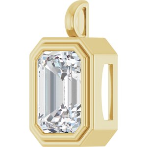 14K Yellow Gold 16x12 mm Emerald Charm/Pendant Mounting – image 3