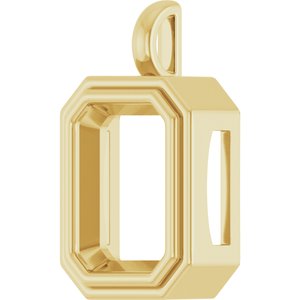 18K Yellow Gold 16x12 mm Emerald Charm/Pendant Mounting – image 4
