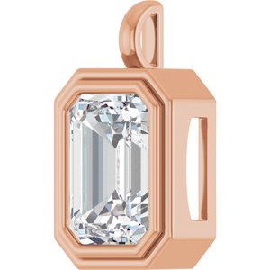 14K Rose Gold 16x12 mm Emerald Charm/Pendant Mounting – image 3