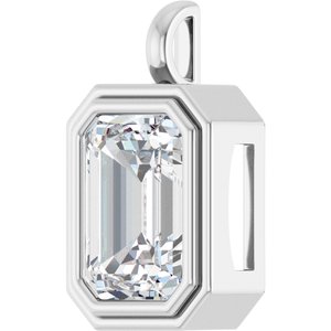Platinum 16x12 mm Emerald Charm/Pendant Mounting – image 3