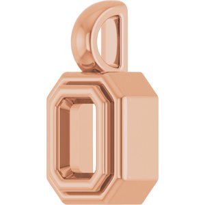 18K Rose Gold 4.5x3 mm Emerald Charm/Pendant Mounting – image 4