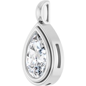 18K Palladium White Gold 12x7.5 mm Pear Charm/Pendant Mounting – image 3