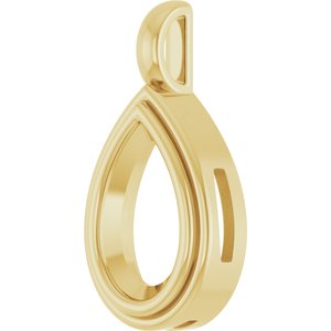 18K Yellow Gold 12x7.5 mm Pear Charm/Pendant Mounting – image 4