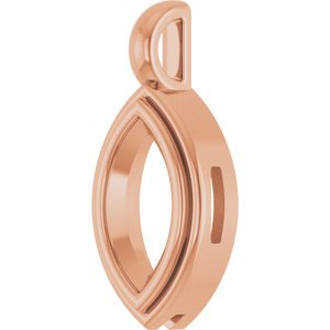 14K Rose Gold 10.5x5.5 mm Marquise Charm/Pendant Mounting – image 4