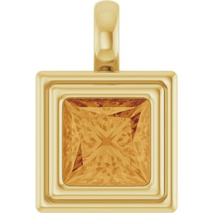 14K Yellow Gold Natural Citrine Charm/Pendant