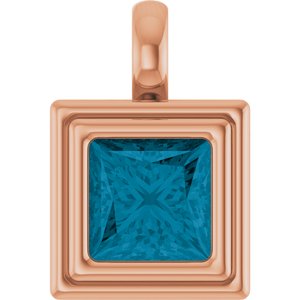 14K Rose Gold Natural London Blue Topaz Charm/Pendant