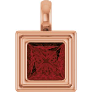 14K Rose Gold Natural Mozambique Garnet Charm/Pendant