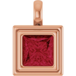 14K Rose Gold Lab-Grown Ruby Charm/Pendant