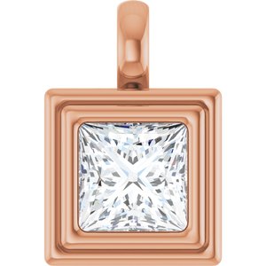 14K Rose Gold 6.5x6.5 mm Square Charm/Pendant Mounting
