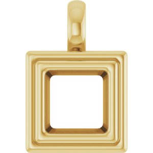 10K Yellow Gold 6.5x6.5 mm Square Charm/Pendant Mounting – image 2