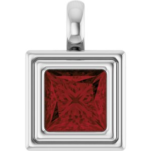 Sterling Silver Natural Mozambique Garnet Charm/Pendant
