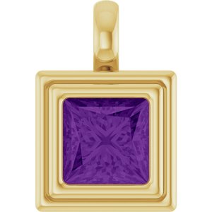 14K Yellow Gold Natural Amethyst Charm/Pendant