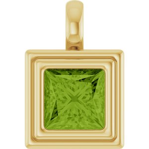 14K Yellow Gold Natural Peridot Charm/Pendant