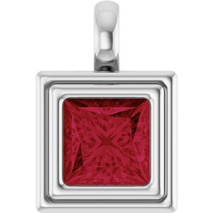 Sterling Silver Lab-Grown Ruby Charm/Pendant
