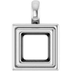 18K X1 White Gold 6.5x6.5 mm Square Charm/Pendant Mounting – image 2