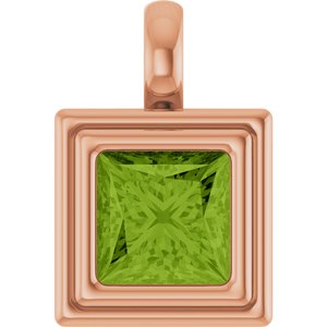 14K Rose Gold Natural Peridot Charm/Pendant