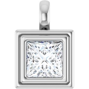 18K White Gold 6.5x6.5 mm Square Charm/Pendant Mounting