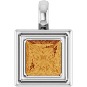 Sterling Silver Natural Citrine Charm/Pendant
