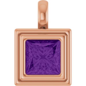 14K Rose Gold Natural Amethyst Charm/Pendant