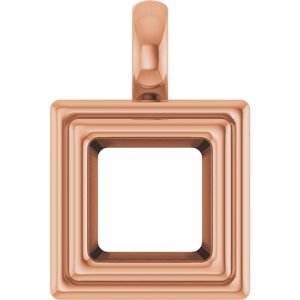 14K Rose Gold 6.5x6.5 mm Square Charm/Pendant Mounting – image 2