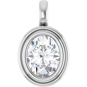14K X1 White Gold 9x7 mm Oval Charm/Pendant Mounting