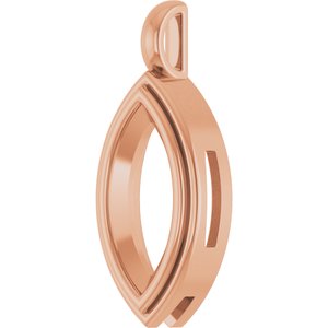 10K Rose Gold 15x7 mm Marquise Charm/Pendant Mounting – image 4