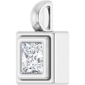 14K White Gold 4.5x4.5 mm Square Charm/Pendant Mounting – image 3