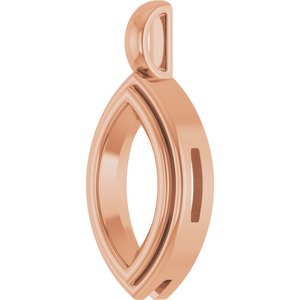 18K Rose Gold 12x6 mm Marquise Charm/Pendant Mounting – image 4