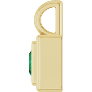 14K Yellow Gold Lab-Grown Emerald Charm/Pendant – image 3