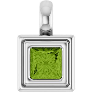 Platinum Natural Peridot Charm/Pendant