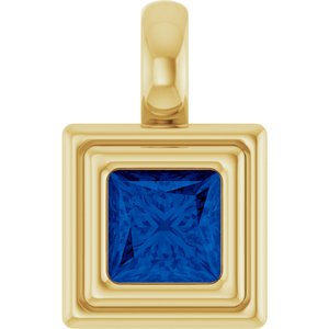 14K Yellow Gold Natural Blue Sapphire Charm/Pendant