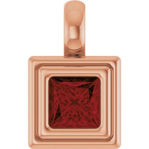 14K Rose Gold Natural Mozambique Garnet Charm/Pendant