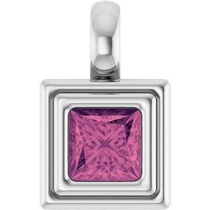 Sterling Silver Natural Pink Tourmaline Charm/Pendant