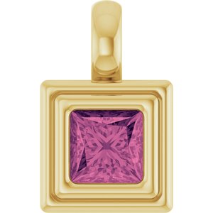 14K Yellow Gold Natural Pink Tourmaline Charm/Pendant