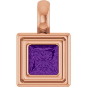 14K Rose Gold Natural Amethyst Charm/Pendant