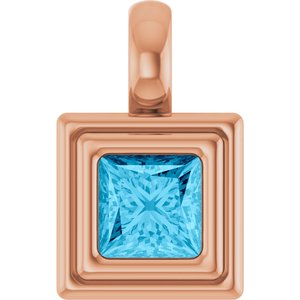 14K Rose Gold Natural Aquamarine Charm/Pendant