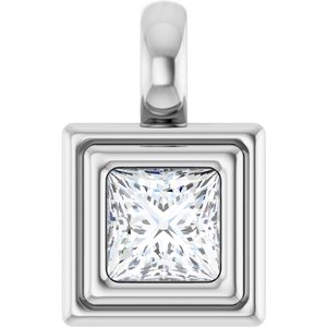 10K X1 White Gold 4x4 mm Square Charm/Pendant Mounting