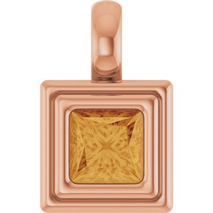 14K Rose Gold Natural Citrine Charm/Pendant