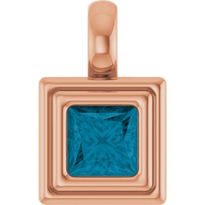 14K Rose Gold Natural London Blue Topaz Charm/Pendant