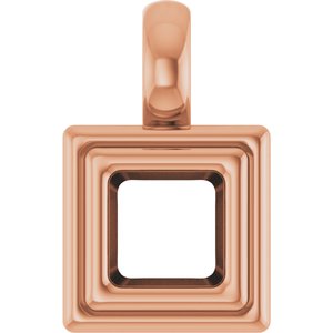 18K Rose Gold 4x4 mm Square Charm/Pendant Mounting – image 2