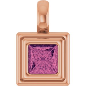 14K Rose Gold Natural Pink Tourmaline Charm/Pendant