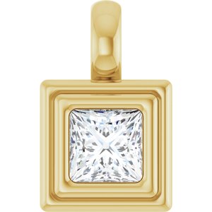 10K Yellow Gold 4x4 mm Square Charm/Pendant Mounting